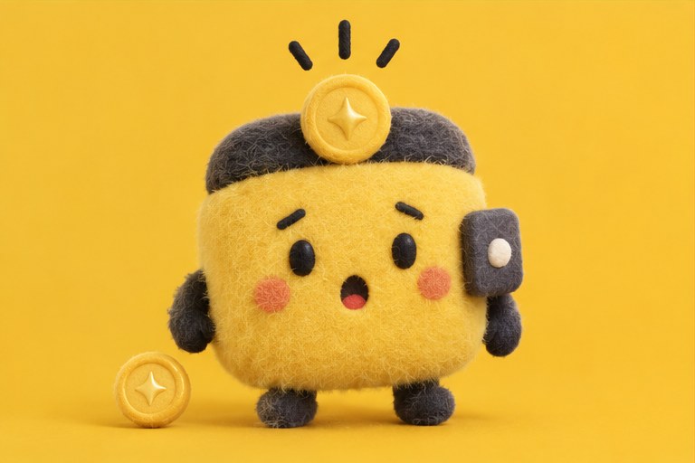 Pocky in yellow with a shocked face